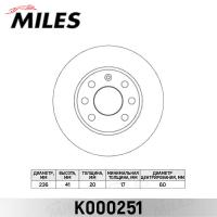 Диск тормозной передний MILES K000251 (TRW DF1609)